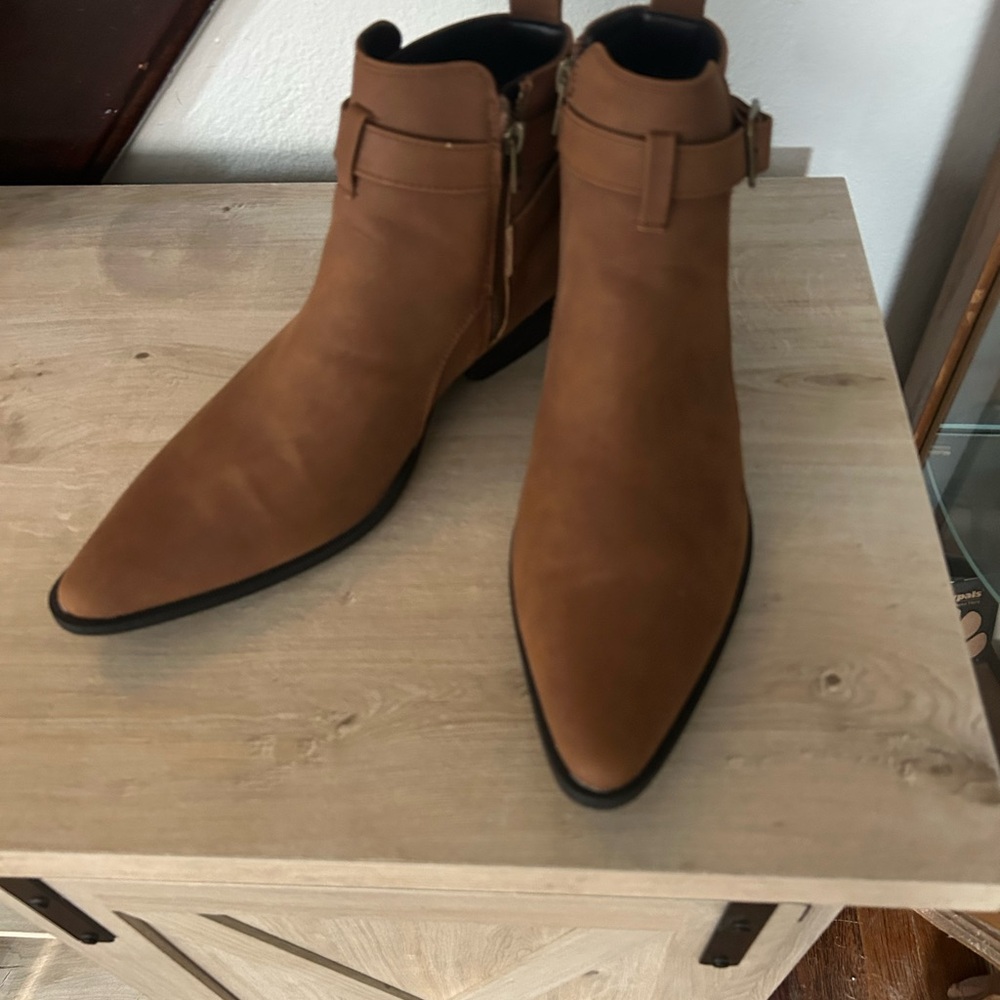 Brown Ankle Boots with Buckle Detail